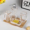 LGURT 4-Piece Clear Ribbed Acrylic Bathroom Accessory Set, Modern Countertop