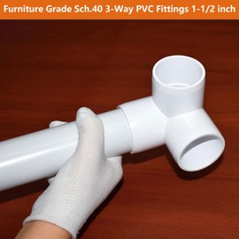 letsFix 1-1/2" PVC Fittings 3 Way (10-Pack) Furniture Grade, Elbow Connector, Heavy Duty for DIY Furniture, Frames, UV Resistant - Compatible with 1-1/2" Schedule 40 PVC Pipes‌