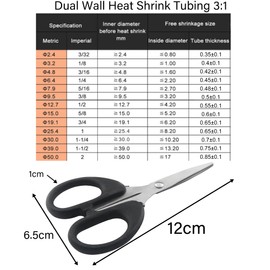 GCESSOIRY 1-1/2 Inch Heat Shrink Tubing 6 Feet, 3:1 Ratio Waterproof Heat Shrink Tubing Roll Adhesive Lined Resistant Heat Shrink Tube, Insulation Sealing Oil-Proof Wear-Resistant, Black