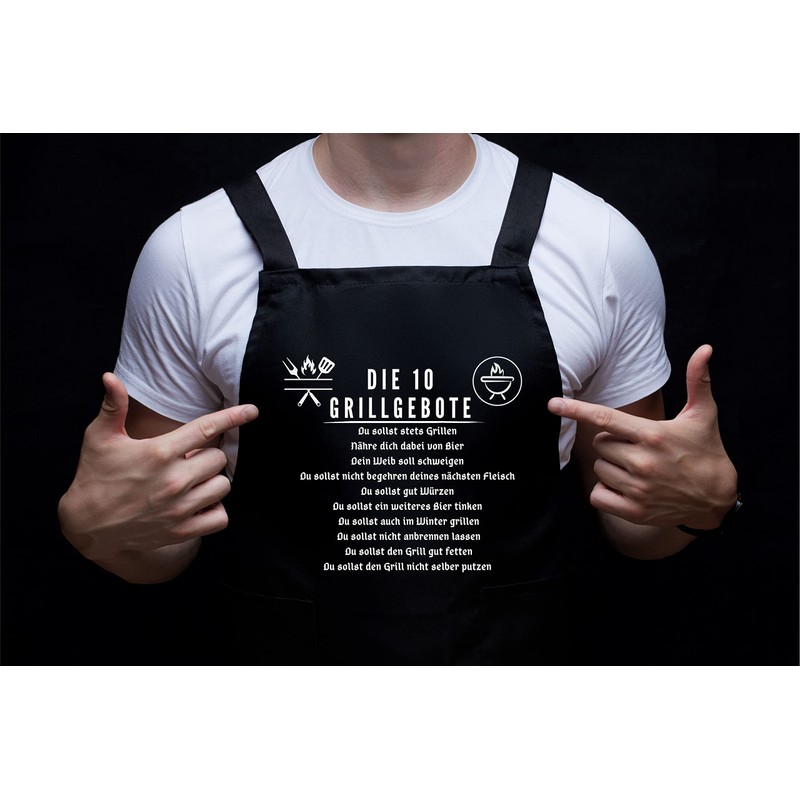 FremiBag BBQ Apron for Men with the 10 Grill Commandments