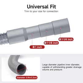 6ft Washing Machine Drain Hose, Universal Corrugated Discharge Hose Replacement for Whirlpool, GE, Kenmore, Flexible Installation Washer Hose Drain, with Clamp and Hook