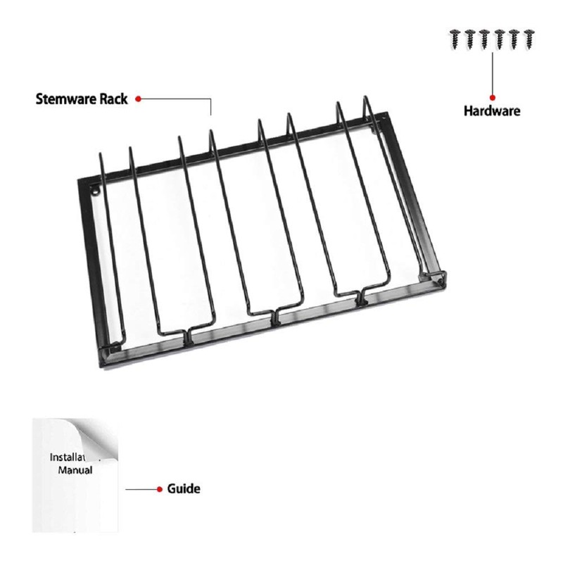 FOMANSH Wine Glass Rack Under Cabinet - Stemware Holder Metal