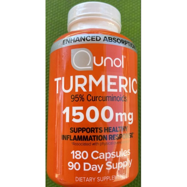 Qunol TURMERIC 95% Curcumin 1500mg with 180 Capsules Supports Healthy.