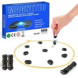 Lartoys Magnetic Chess Game with 24 Stones & Rope, Portable Strategy Game for Kids & Adults, Magnetic Chess Game with Stones, Family Party Game, Educational Puzzle Games