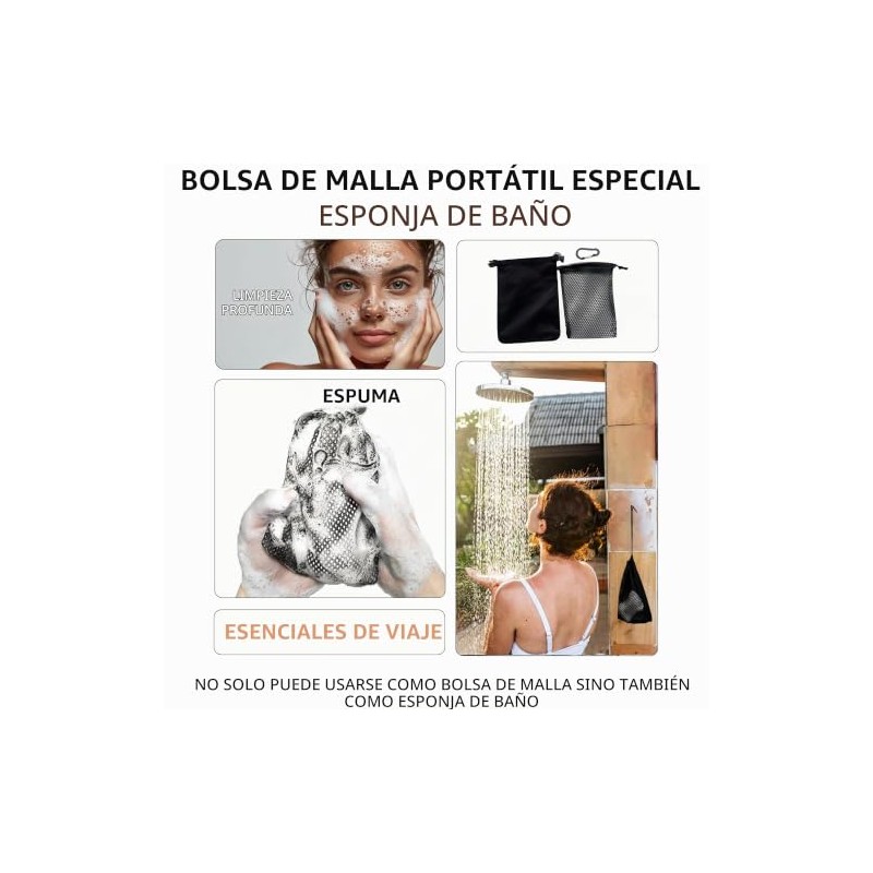 Funda impermeable para jabón de viaje con bolsa de malla,