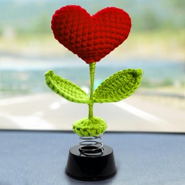 KIAYOO Car Decoration, Knitted Heart Home Office Dashboard Decoration Accessories, Wobble Figure Gift for Him Men Women Friends Boyfriend Birthday Christmas Valentine's Day