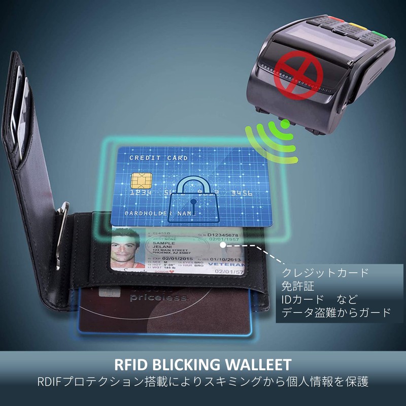 MaRowsm Men's Slim Wallet Card Holder Money Clip, carbon black
