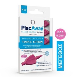 Plac Away Interdental Brushes Triple Action 0.4 mm IS0 0 Pink 6 pcs