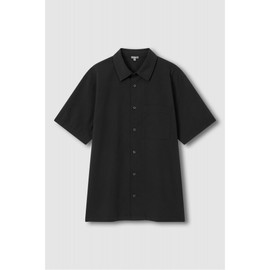 JAJU Men's Seersucker Short-Sleeve Shirt_Black