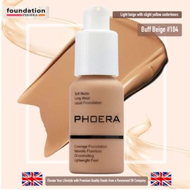 Glamza Glamza PHOERA Foundation Concealer Makeup, full coverage, brightening, long-lasting (104 Buff Beige)