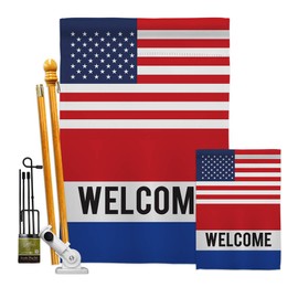 Merchant US Welcome Garden House Flags Kit Novelty Open Sale Store Retail Business Advertisement Promotion Small Decorative Gift Yard Banner Double-Sided Made in USA 28 X 40