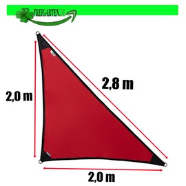 freigarten.de Sonnensegel Wasserdicht Sonnenschutz 100% Schutz vor UV dreieckig 2,0m x 2,0m x 2,8m