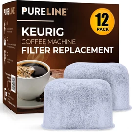 Keurig Filter Replacement, 12 Pack Compatible Charcoal Water Filter Replacement by Pureline - for Keurig 2.0 and 1.0 Classic Coffee Makers