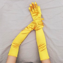 Specell Elbow Orange Yellow Glove, Elbow Length Gloves Women, Orange Yellow Satin Gloves, Long Glove Orange Yellow, Orange Yellow Gloves Women, Glove Women Orange Yellow, Orange Yellow Length Gloves.