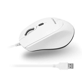Macally USB Wired Mouse for Mac or PC - Simple, Smooth, and Quiet - White USB Mouse Wired with 5ft Cable, 4 DPI Modes, and Silent Buttons - Plug and Play Mac Mouse with Comfortable Abidextrous Body