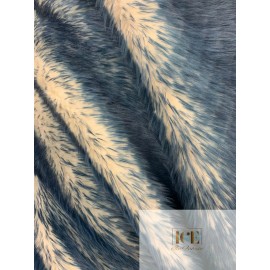 Navy Blue_ 2 Tone Fake Faux Fur Shaggy Long Pile - 64" Wide - Fabric By The Yard