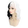 Black and White Short Curly Wig Women Cosplay Party Shoulder
