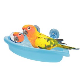 LIUZONGIN Cute Bird Bathtub Feeding Box Bird Cage Accessory Toy with Mirror Suitable for Parrots Playing and Bathing