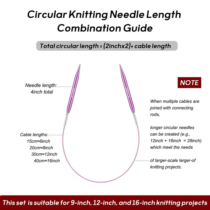 Guclud 2-Inch Short Interchangeable Circular Knitting Needles Set | US