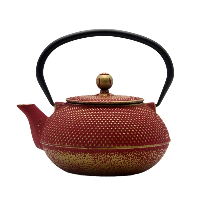 SECHUDO Cast Iron Teapot Tea Kettle with Stainless Steel Infuser