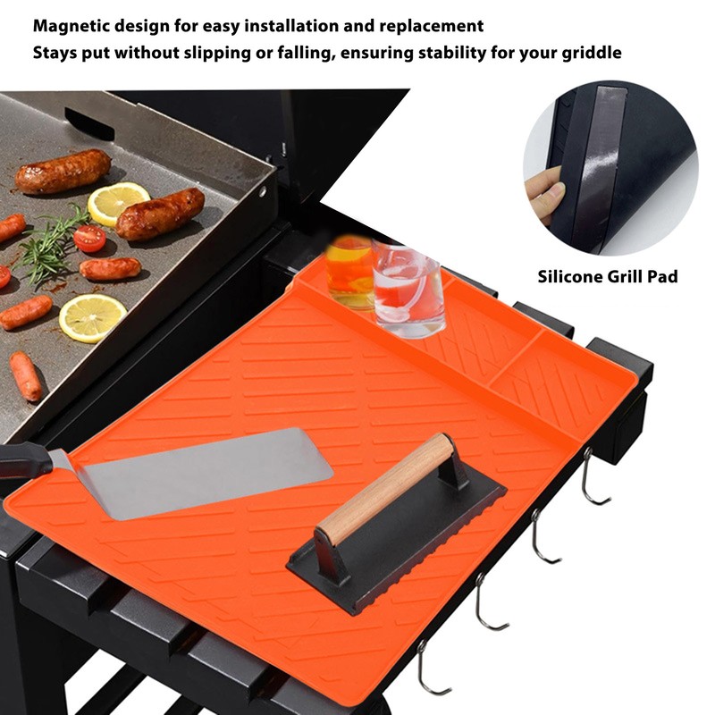 BBQ Grill Mats Magnetic Silicone Grill Baking Tray Resuable Prep