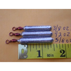 HOME MADE 15 PCS BOTTOM BOUNCER PENCIL SINKER 3/8,1/2,5/8 OZ. W/#7 RED BARREL SWIVEL 5 EA.