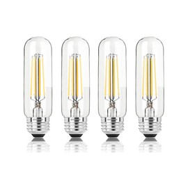 NOVELUX 5 Inch E26 Led Bulb Equal 80 Watt, 4000k Neutral White Edison Bulb 6W Dimmable, 800LM T10 T9 Clear Glass Tubular Light Bulbs AC 120V for Chandelier Pipe Pendant Wall Light - UL Cert 4Pack