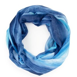 Gloop Loop Tube Scarf for Women Scarf Silky Airy Light with Colourful Pattern Print, Blue-light blue-dark blue