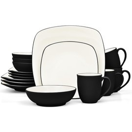 Noritake Colorwave Graphite 16-Piece Set - Square, Service for 4 in Black/Graphite
