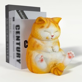 Cute Cat bookend Decorative Book Ends for Heavy booksbookshelf Accessories Creative Resin Book Holder Stopper for Home Office Desktop Home Decor
