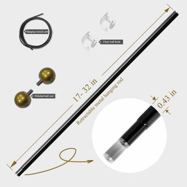 Tapestry Hanging Telescopic Rod 17-32 inch for Lightweight Aesthetic Tapestries Room Deco Scalable Wall Hanging Bar Banner Hanger Pole (Gold/Black)