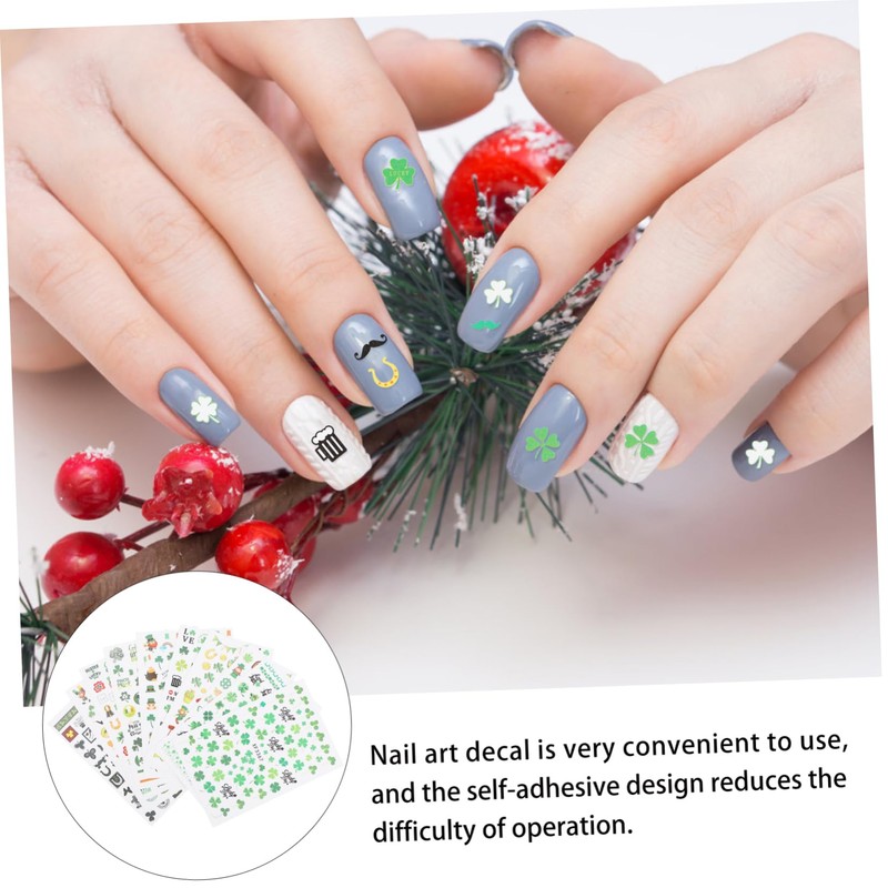 Baluue 3sets Nail Art Strips for Patrick's Day Festival Decorative