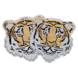 YYlingx 2 Pcs Sequins Embroidery Patches, Sew On Tiger Sequin Embroidered Beaded Patch for DIY