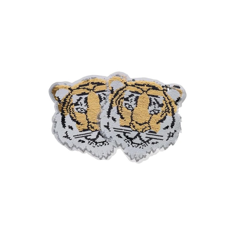 YYlingx 2 Pcs Sequins Embroidery Patches, Sew On Tiger Sequin