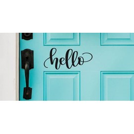 Thistle Brook Cottage Hello Wall Decal Farmhouse Wall Decor Hello Cursive Hello 4H x 8W Black #101