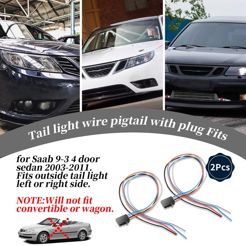 XYgdhqpt 2Pcs 4733242 Tail Light Harness Pigtail,Plug and Play