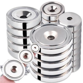 DGDUBRB T-ZH-01 Neodymium Magnets with Hole, 3 Different Sizes, Round Magnets Strong with Hole, Strong Magnets for Screwing and Hanging on the Wall Pack of 25