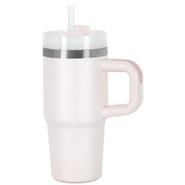 Muwnrol 14 Oz Tumbler with Handle and Straw for Kids, Stainless Steel Vacuum Insulated Tumbler Keep Cold Heat and Ice, Gifts for Children Cups (Rose Quartz)