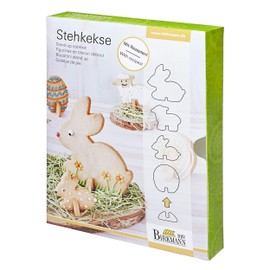 RBV Birkmann Cookie Cutter Set Stand-Up-Easter 5 pcs, Metal, Silver, 23 x 16 x 3 cm