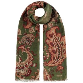 Stetson Wool Paisley Summer Scarf Wool Scarf Fringe Scarf Women / Men with Fringes Spring Summer Spring Summer, dark green