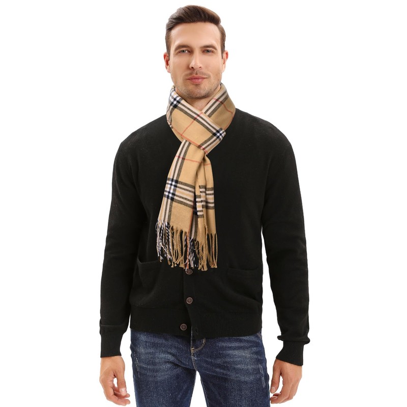UMIPUBO Men's Scarves Classic Cashmere Wool Touch like Scarf Plaid