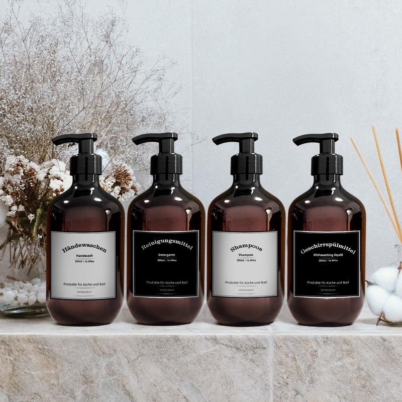 Soifenspend Plastic, Set of 4 Soap Dispensers 300 ml with