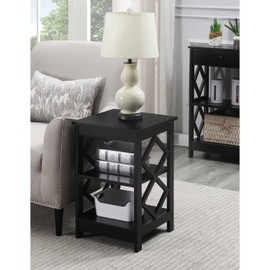 HomeStock Vintage Variety End Table, Black, Minimalist Wood & Particleboard Side Table, Perfect for Bedroom or Living Room, Functional & Stylish Design, Quick & Simple Setup