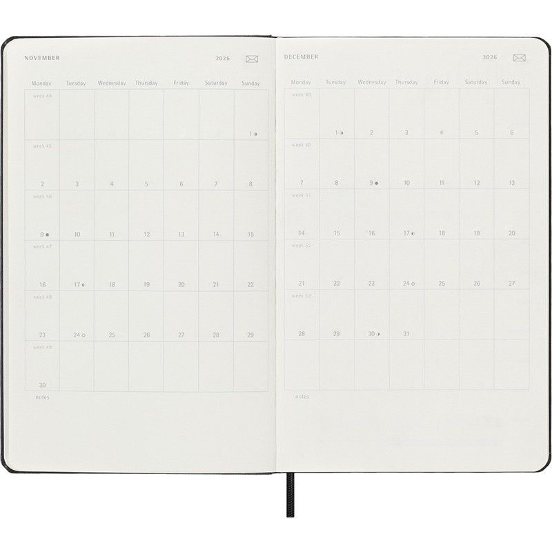 Moleskine Smart Planner 2026, Digitaler Wochenkalender 12 Monate, Gummibandverschluss, Farbe