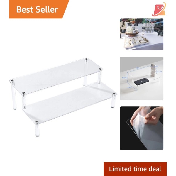 Unbranded Acrylic 2-Tier Display Shelf 12" x 6.9" for Figures,