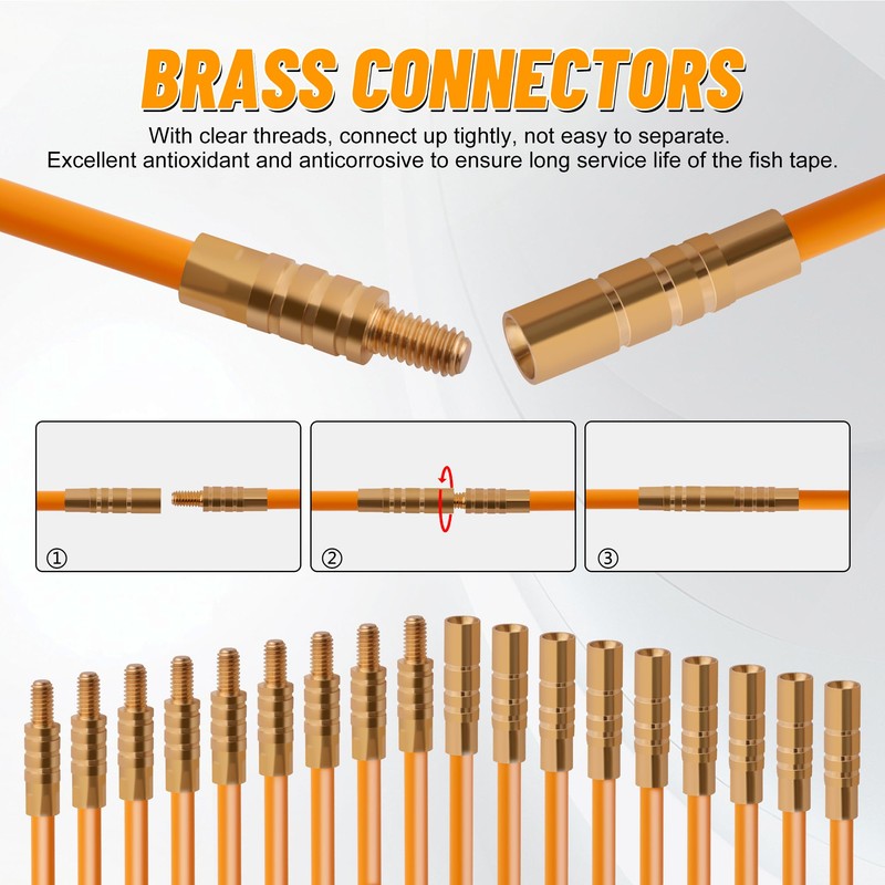 KOOTANS 22FT Fiberglass Electrical Wire Running Kit Wire Fishing Tools