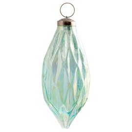 Karma, Christmas Hanging Ornament, Faceted Teardrop Ornament 5.25" Iridescent Green, Holiday Decoration, Christmas Tree Ornament
