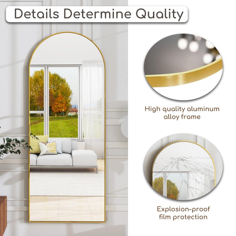 Prywot Arched Floor Mirror, 57 "x 20" Full Length Mirror