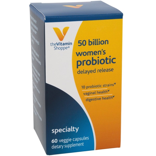 The Vitamin Shoppe Women's Probiotic Delayed Release 50 Billion - with 10 Probiotic Strains to Support Digestive, Immune & Vaginal Health or Yeast Imbalance - Shelf Stable (60 Veggie Caps)