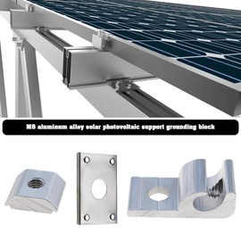 OTOTEC 10Pcs Solar Panel Erdung Klemme Solar Schiene Ende Klemme Adapter Erdung Klemmen Zubehör für Solar Montagesystem Dächer Böden Carports